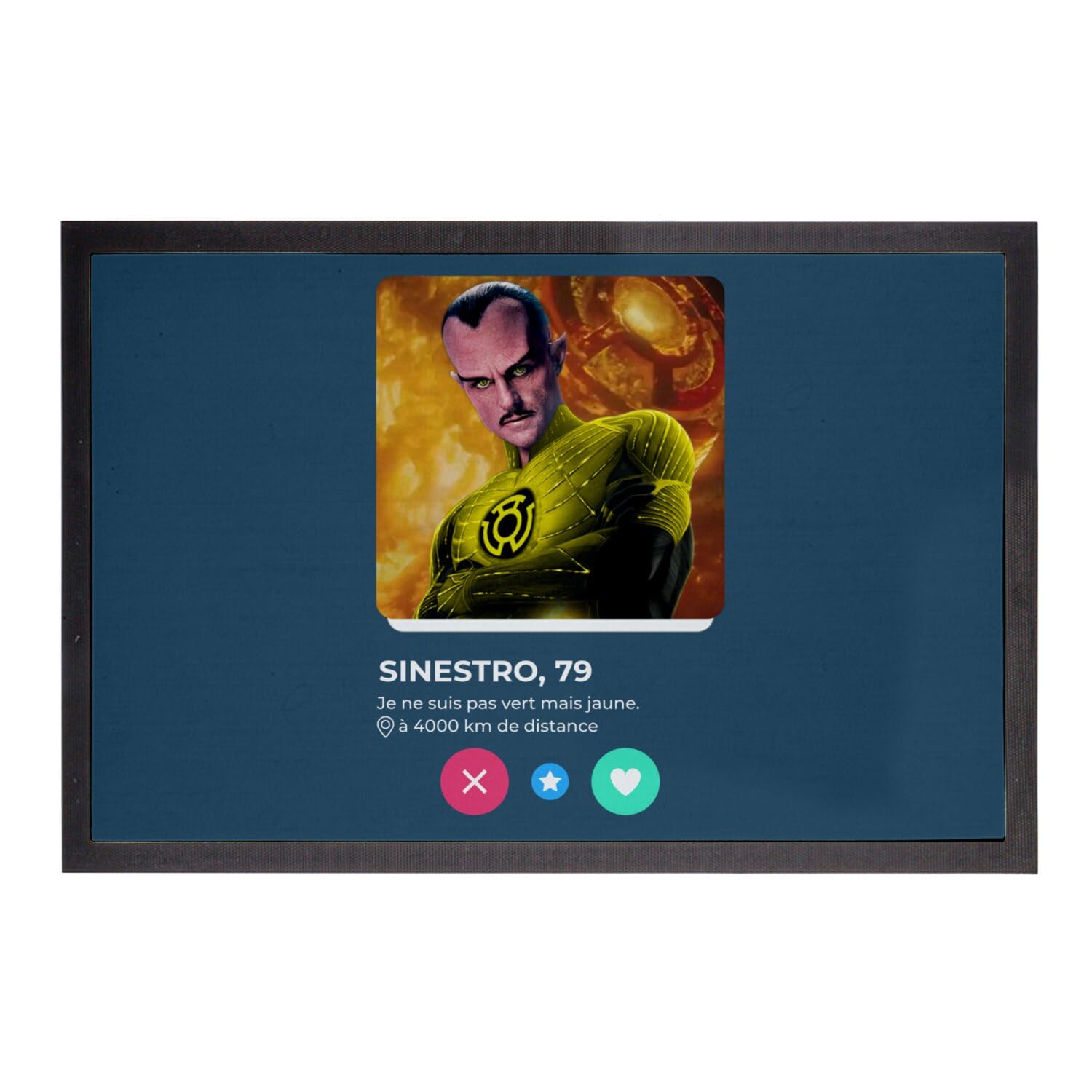 Paillasson Bleu Sinestro Super Héros | Tapis Entrée Résistant Style BD