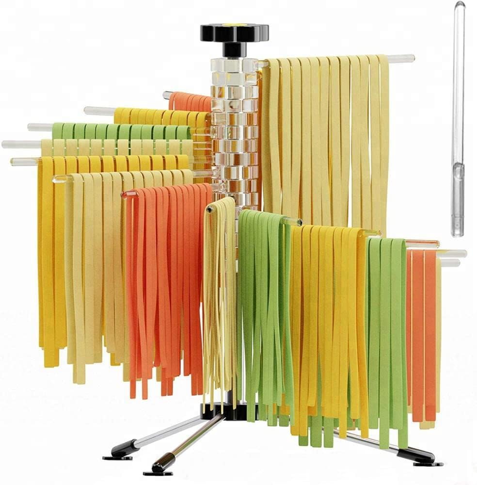 Pasta Drying Rack Collapsible, 16 Rods With Anti Slip