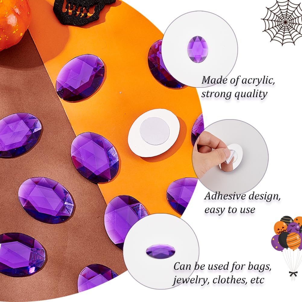 FINGERINSPIRE 30 stuks 40 x 30 mm ovale acryl strass heldere zelfklevende juwelen grote ovale plastic edelstenen met platte achterkant om sieraden op te plakken voor kostuum, cosplay, ambachten