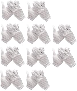 DOITOOL Anti-Static Gloves, 10 Pairs, White, Medium
