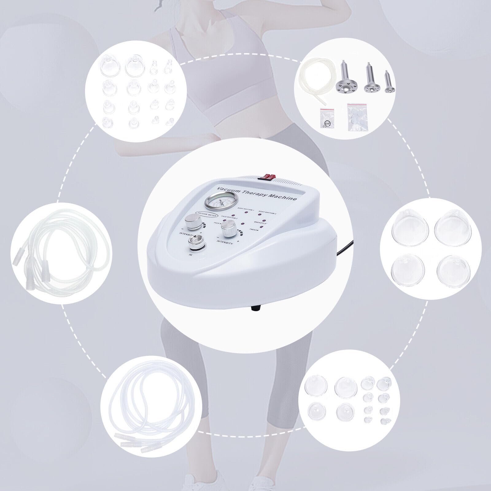 Appareil de massage sous vide avec puissance d'aspiration réglable, multi-fonctions, anti-pression, amincissant, agrandissement du sein, pompe de poitrine, ventouse pour ventouses et beauté