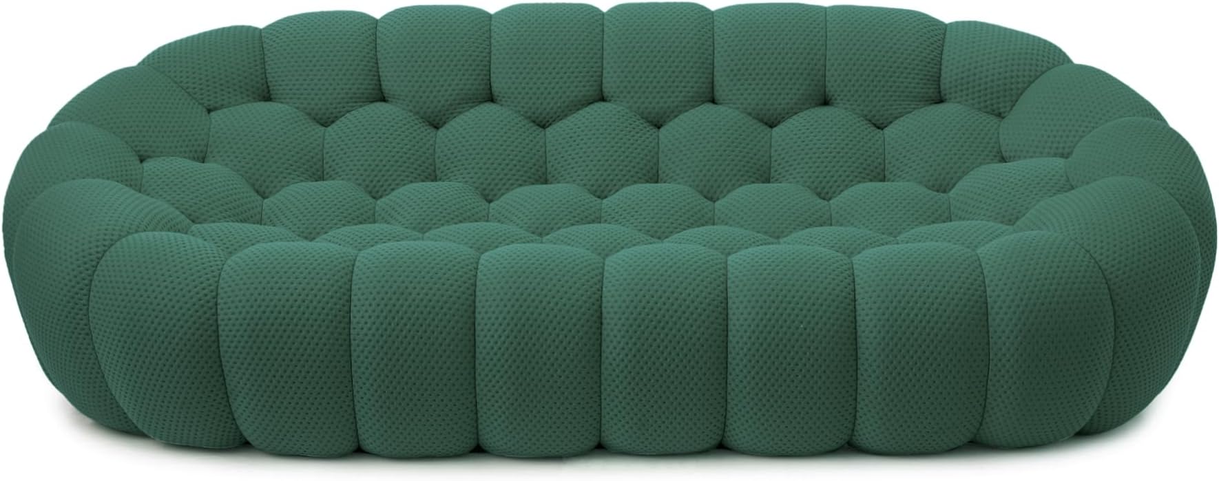 Bubble Couch, Modern 3-Seater Upholstered Mesh Fabric Round Floor Sofa, 3D Honeycomb Shape Bubble Sofa Curved Sofas for Living Room, Circle Boneless Couch, No-Assembly (Green, 98.43")