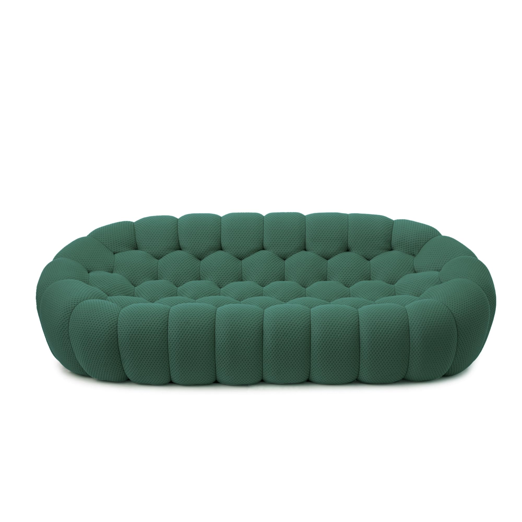 Bubble Couch, Modern 3-Seater Upholstered Mesh Fabric Round Floor Sofa, 3D Honeycomb Shape Bubble Sofa Curved Sofas for Living Room, Circle Boneless Couch, No-Assembly (Green, 98.43")