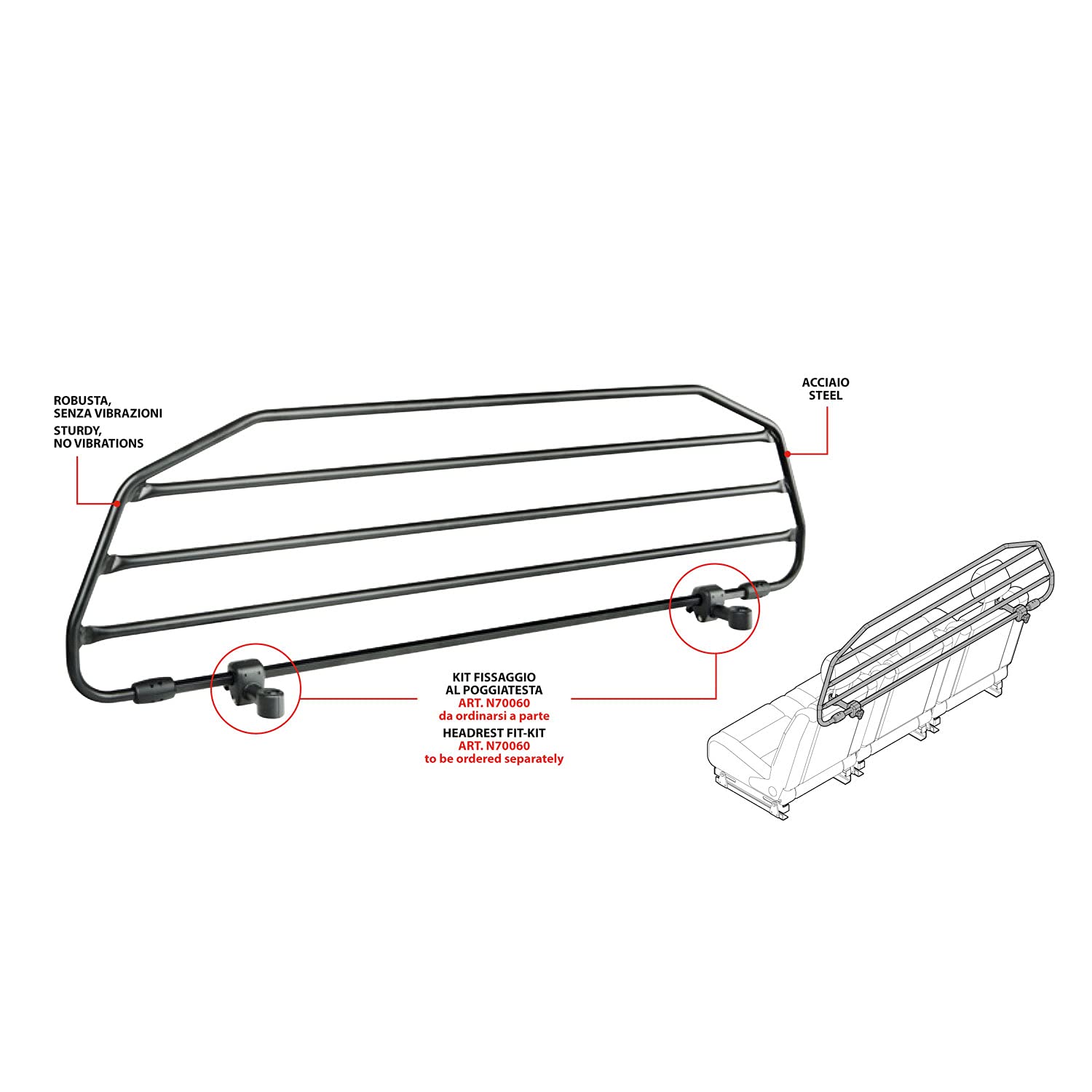 NORDRIVE N70055 Premium-Guard Trenngitter aus Stahl für Hunde und Tiere - Typ 5-1130 x 340 mm