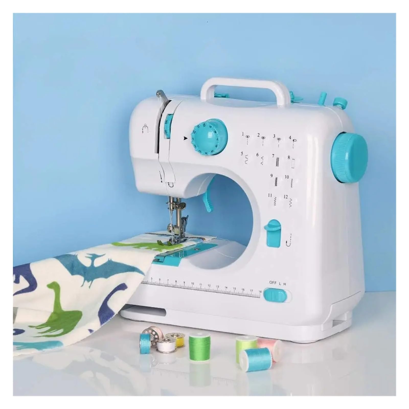 Elektronische naaimachines Blue 505 Draagbare Naaimachine Dubbele Snelheden For Beginners En Kinderen, Naaimachine Met Achteruitnaaien En 12 Ingebouwde Steken Voor beginners
