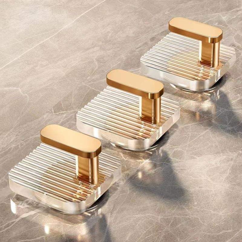 Image of LEAWALL Heavy Duty Adhesive Wall Hook, Waterproof Golden Self Adhesive Hook for Bathroom & Kitchen, Hook Hanger for Towels, Bags, Keys & Accessories, No Drill Wall Hook Set (4 Pcs)