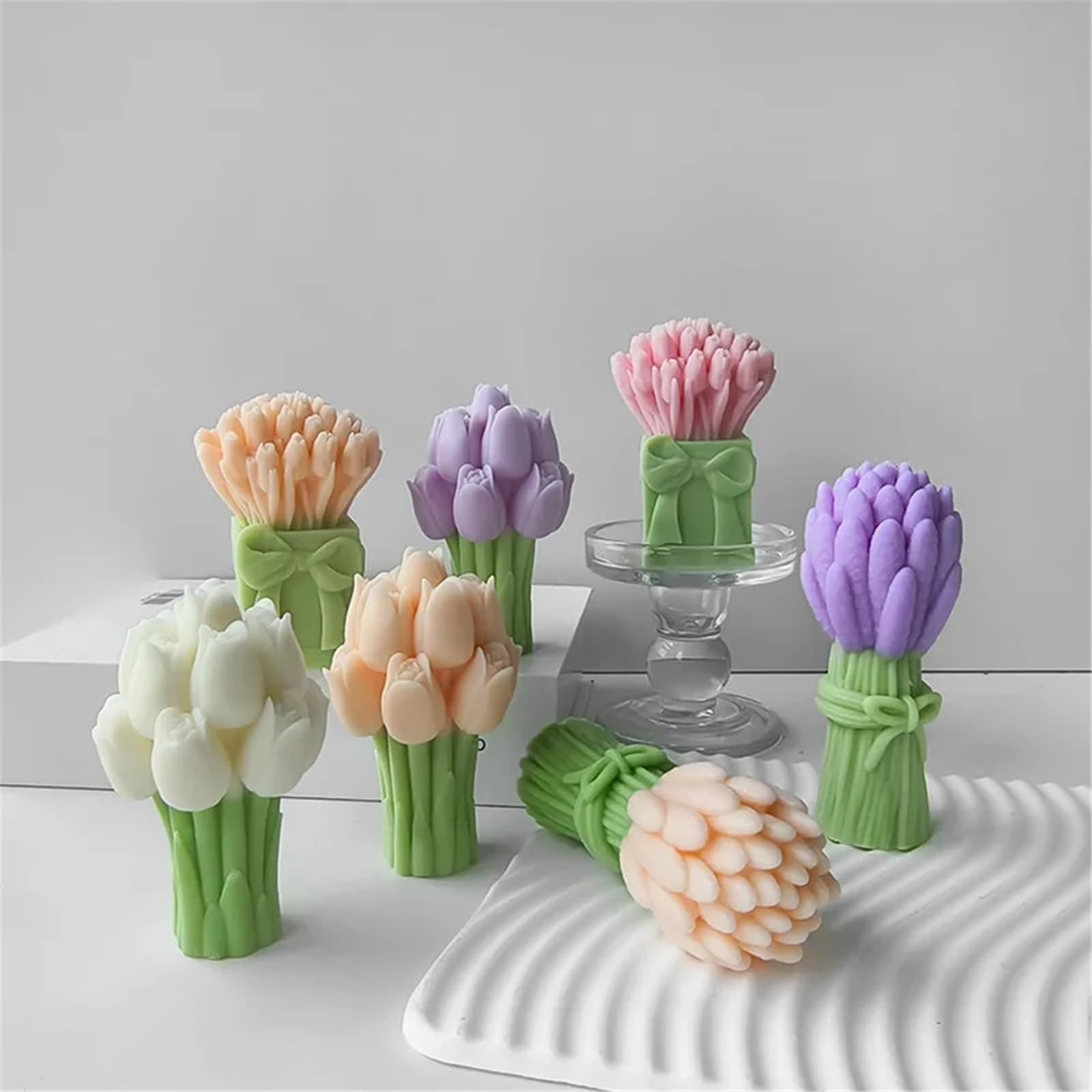 Molde Velas Perfumadas Moldes de silicona for velas con ramo de lavanda 3D, hecho a mano, flor de tulipán, jabón de resina, molde de escayola, herramienta de fabricación for manualidades, hogar, 1 Uds