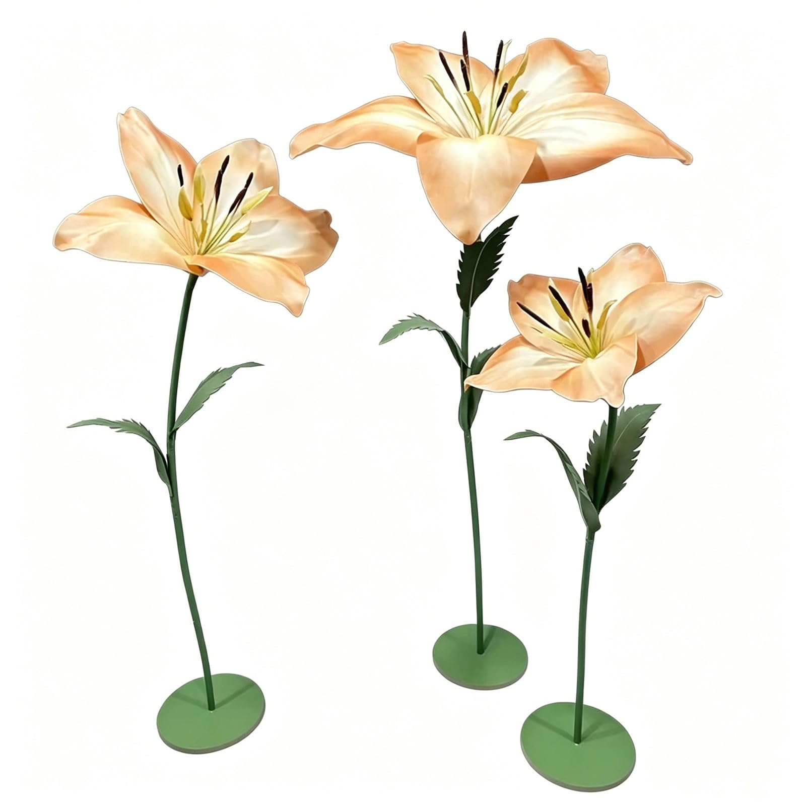 3er Set Übergroße Künstliche Lilien mit Stielen & Basen, Blumendeko | Riesige Künstliche Blumen mit Wiederverwendbaren Stielen und Basen, Ideal für Hochzeit, Schaufenster und Feste(J)