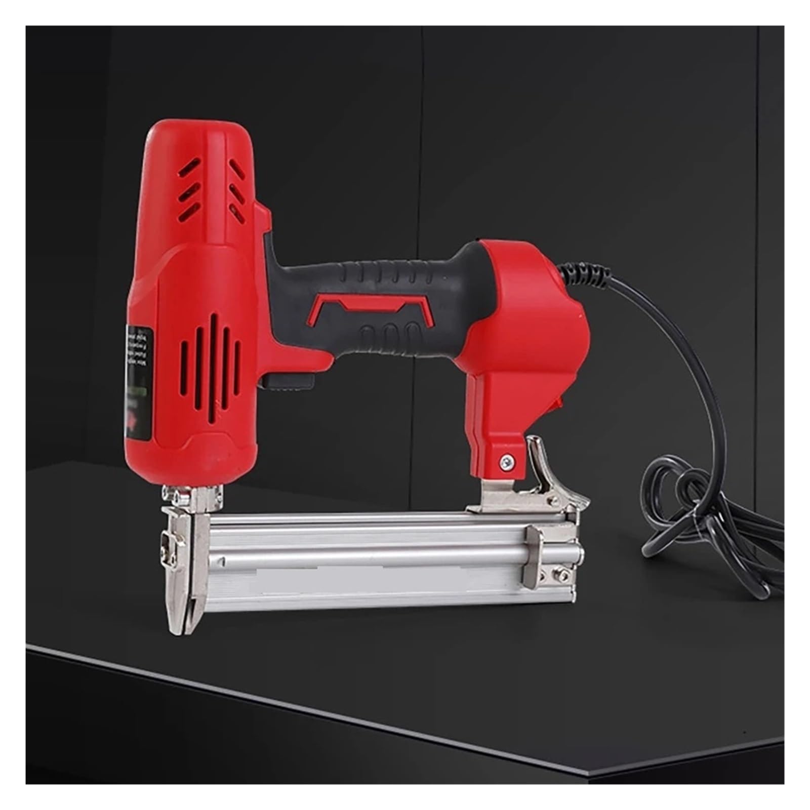 Multifunctionele nagelnietmachine: handmatige nietmachine voor decoratie, hout, stof, knutselen, incl. 400 wandklemmen 400 voor kabel 400 spijkers - grijs zwart