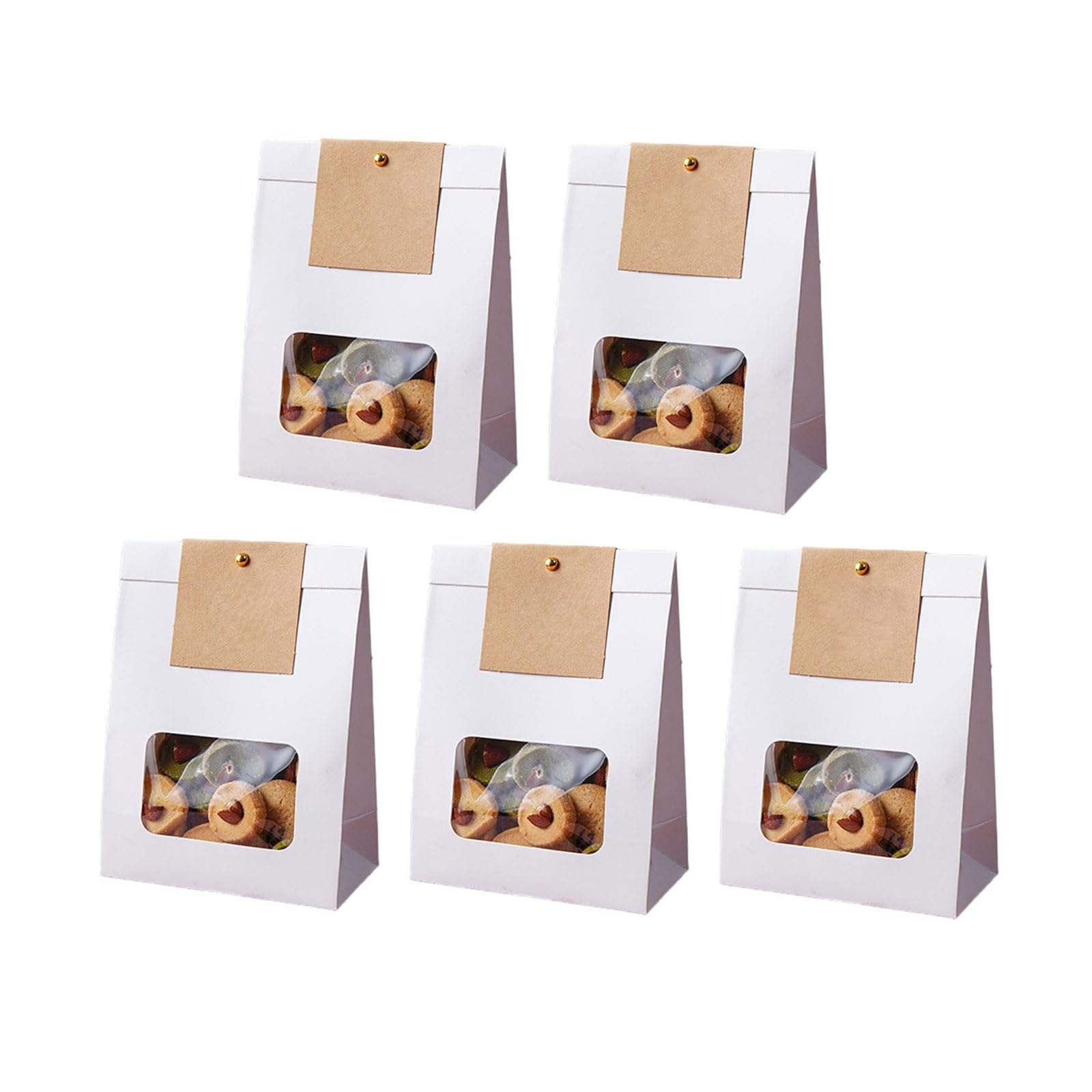 Of 50 Practical Paper Bags Cookie Package Bag with Window Packaging for Baking Food Parties Supplies Food Storage