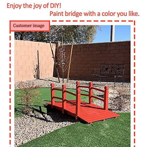 HYNAWIN Garden Bridge,Wood Arc Bridge with Rails for outside-5FT Length(Natural),Classic Decoration for Landscaping,Backyard Creek Pond or Farm