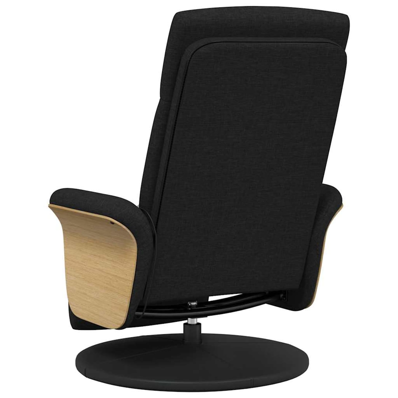 Fotel do masażu z podnóżkiem, ergonomiczne siedzisko z obrotowym cokołem 360°, materiał (100% poliester), czarny, 79 x 128 x 95 cm (pozycja leżąca), dla dorosłych