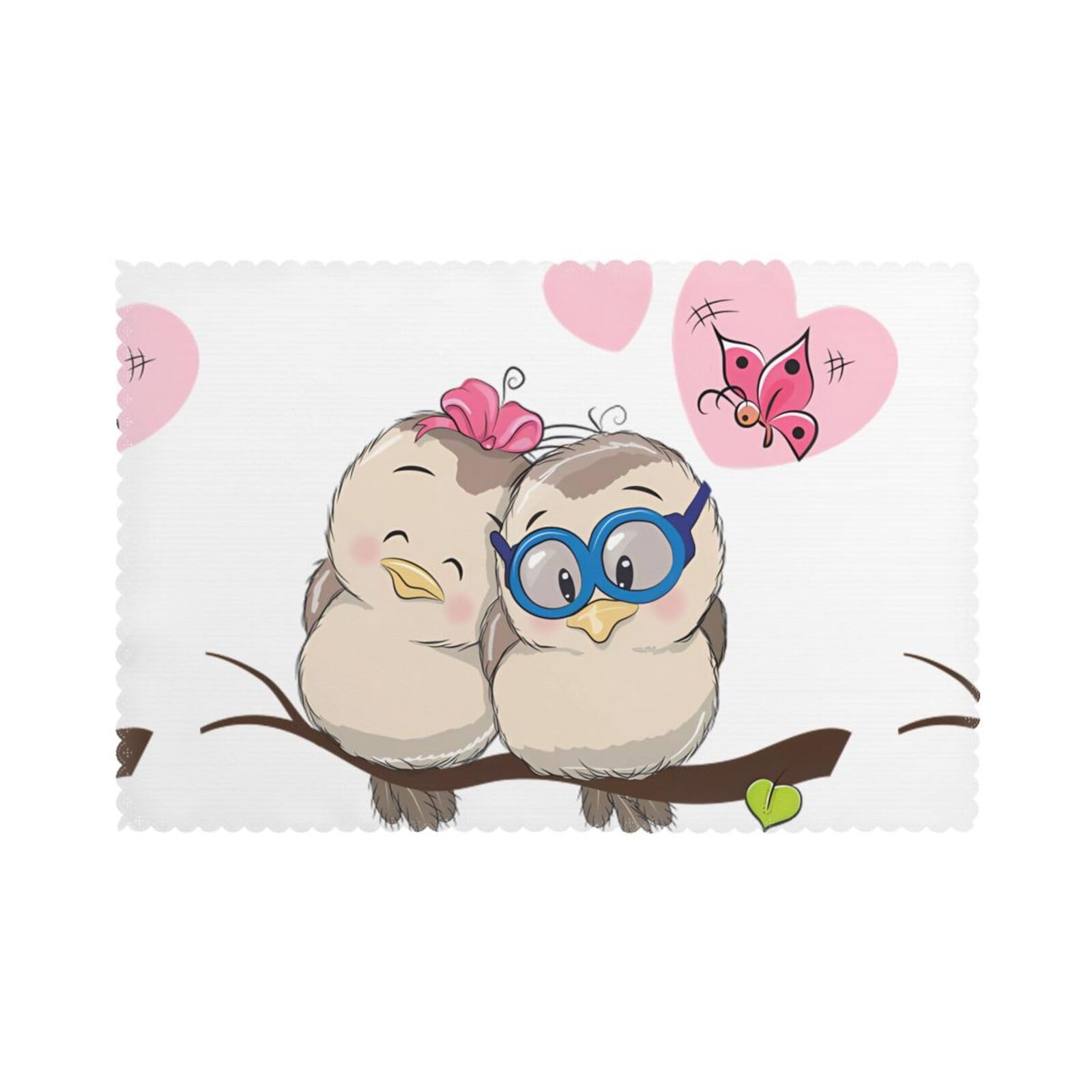 WHJDPP Love Birds Prints Placemats Set of 6 12x18in – Durable Table Layers for Stylish Home, Hotel & Festive Gatherings