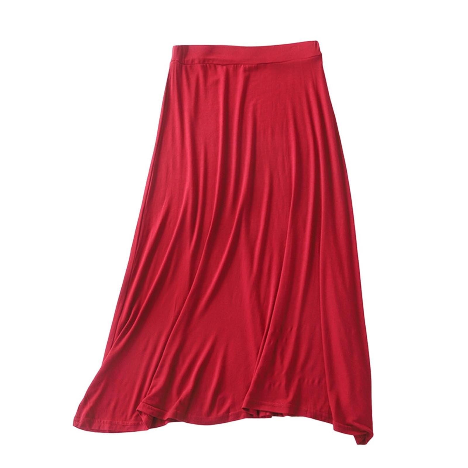 Womens Maxi Skirt Trendy Modal Solid Flowy Skirts Casual Elastic Waist A-Line Skirt 2026 Summer Cozy Lounge Skirts