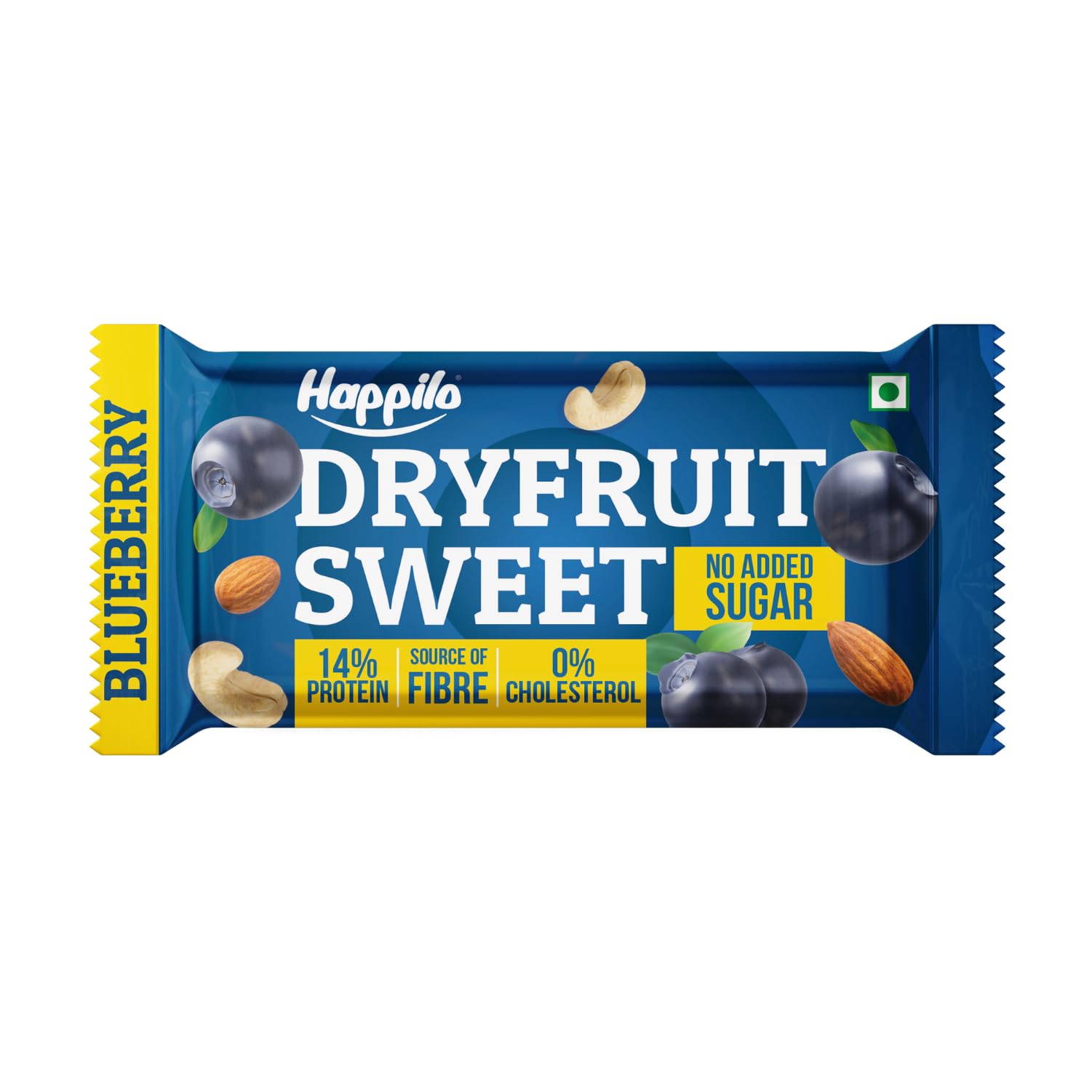 Happilo Premium Blueberries Healthy Dry Fruit Bar 35g, Healthy Snack, High in Protein Nuts, No Added Sugar
