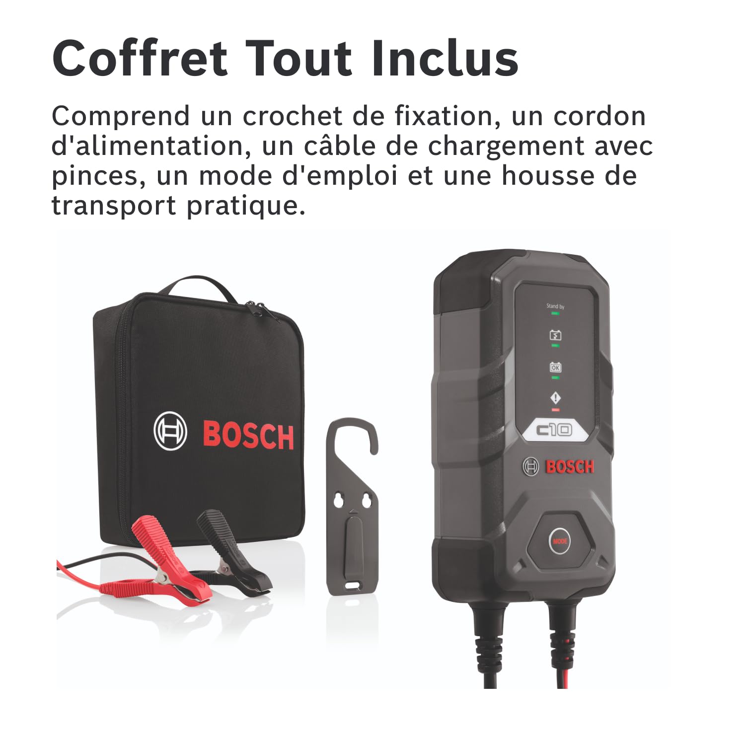 BOSCH Chargeur de Batterie 0189911010 | Avec Fonction de Maintien - Pour Batteries 12 V Plomb-acide, AGM, GEL, EFB et SLI