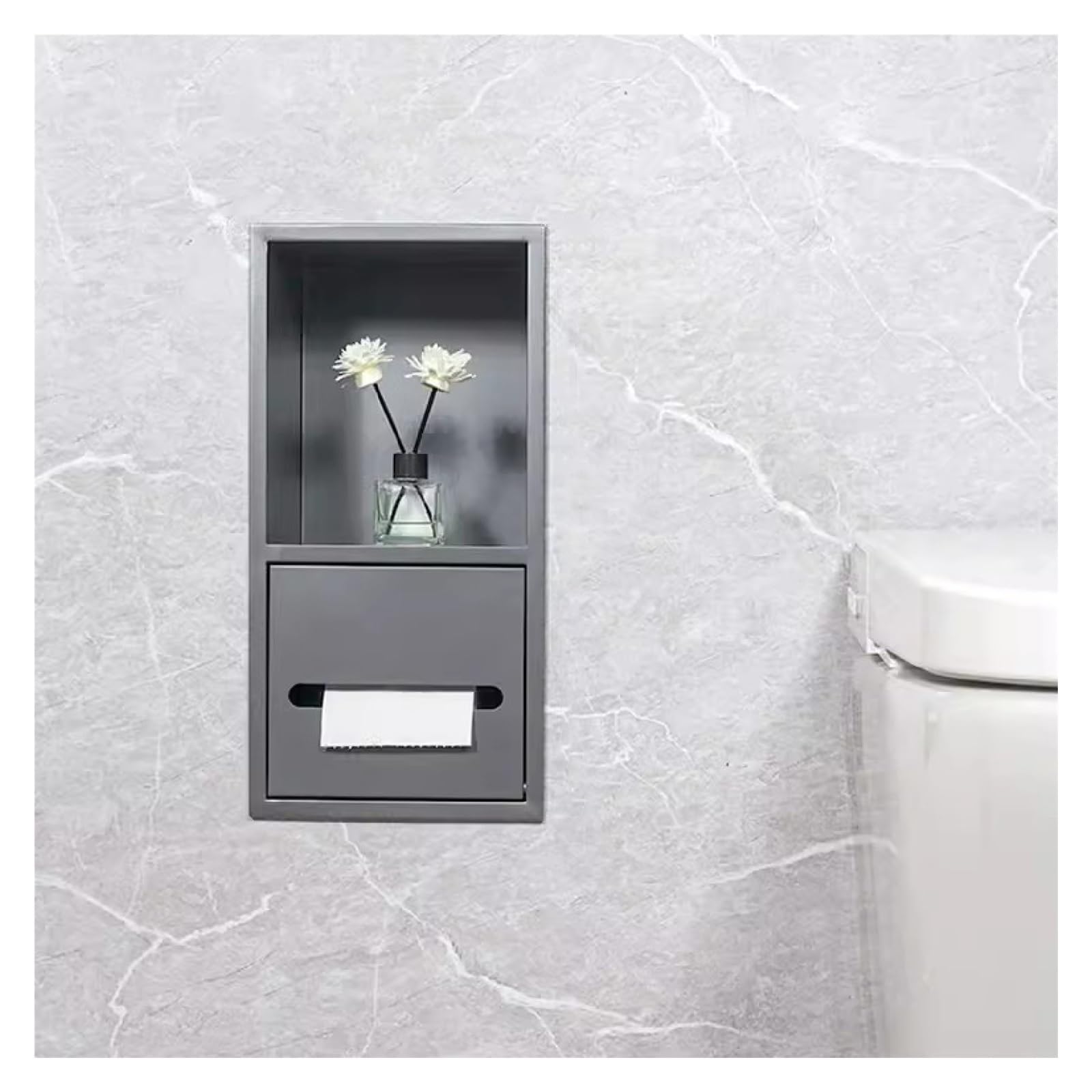 Niche de douche en acier inoxydable anti-rouille avec boîte à mouchoirs WC