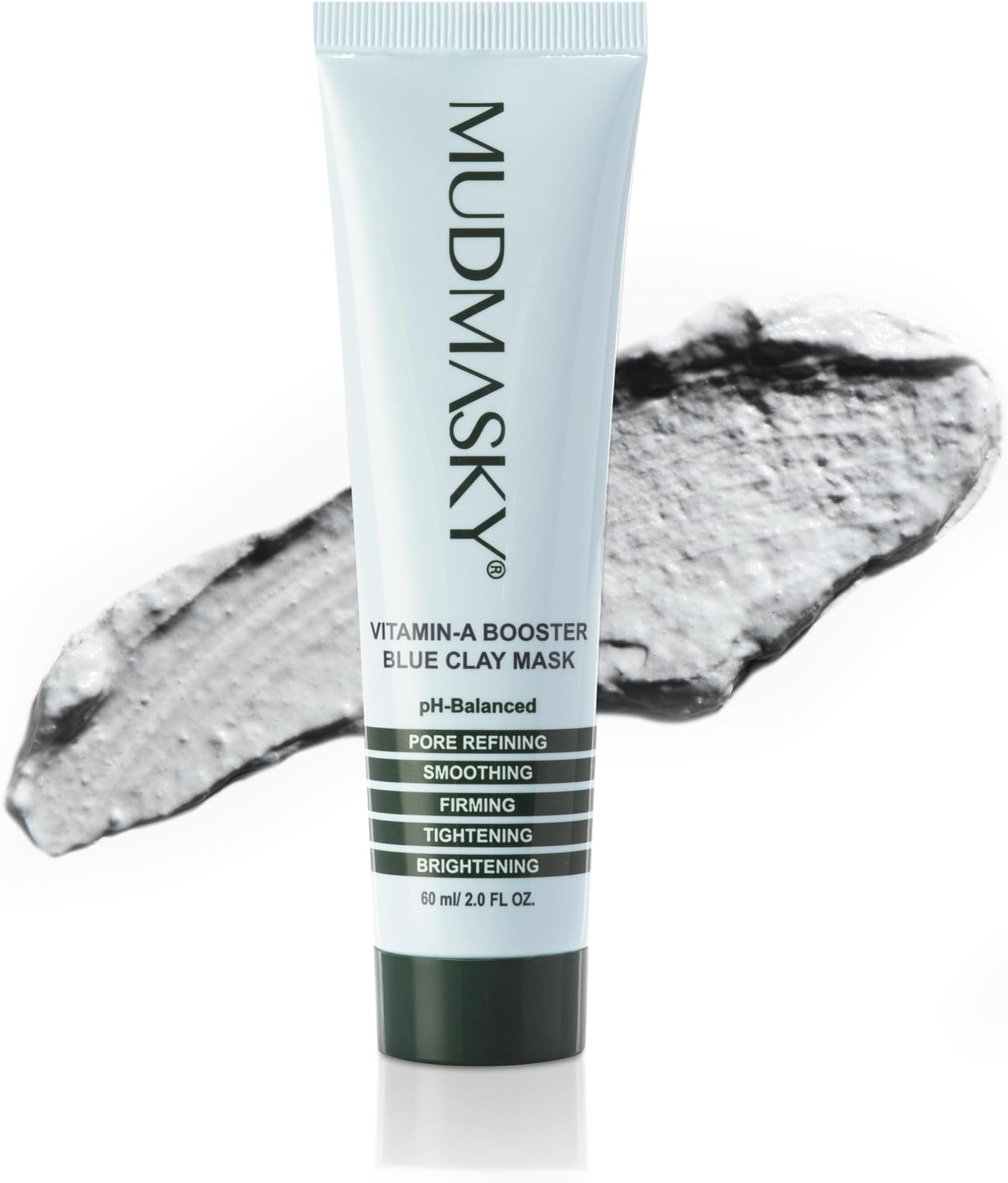Vitamin-A Booster Blue Clay Mask 60ml / 2.0FL - Natural Retinol Alternative with Bakuchiol, Skin Care for Pore Refinement, Tightening & Brightening - Fragrance-Free Beauty Face Mask