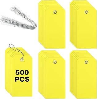 500 Pieces Plastic Shipping Tags with Wire Waterproof Hang Tags with Reinforcement Hole Heavy
