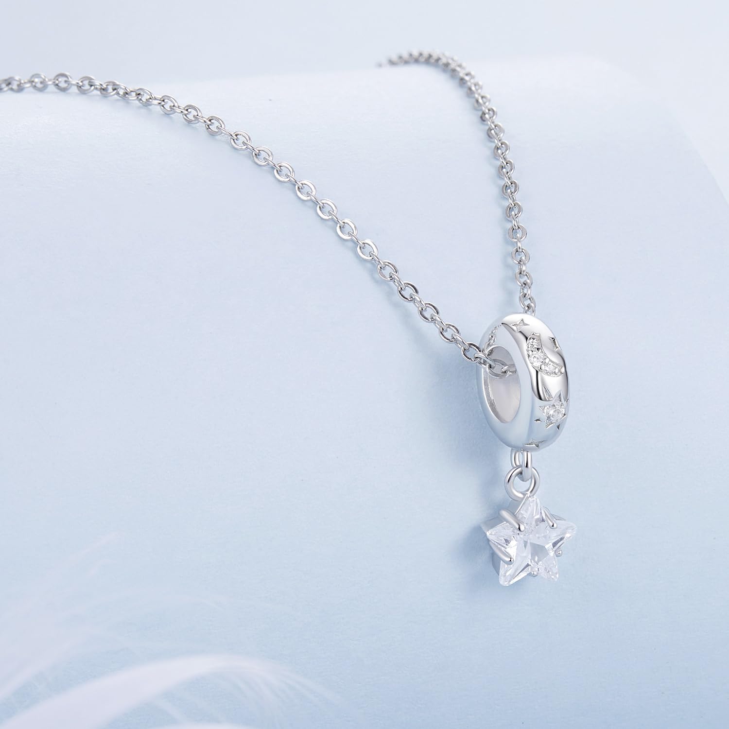 ShiYu Perle d'arrêt en forme d'étoile pour bracelet Pandora en argent sterling 925 et silicone