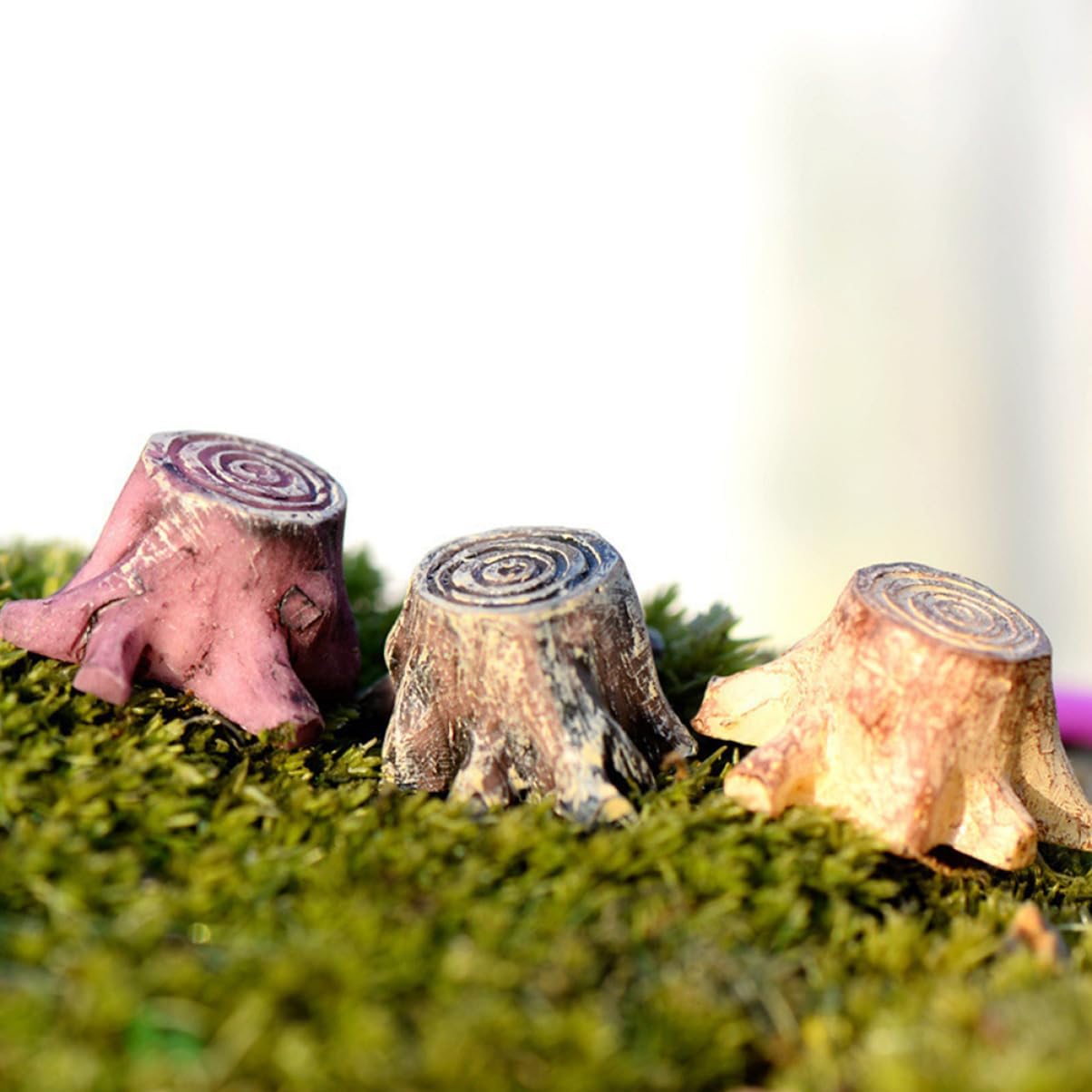 PAREKS 36 Pcs Small Stump Stool Miniature Furniture Rustic Furniture Terrarium Moss Bench Mini Garden Figurines Terrarium Resin Mini Figurines Root Stump Decoration Miniature Tree Stump/2385