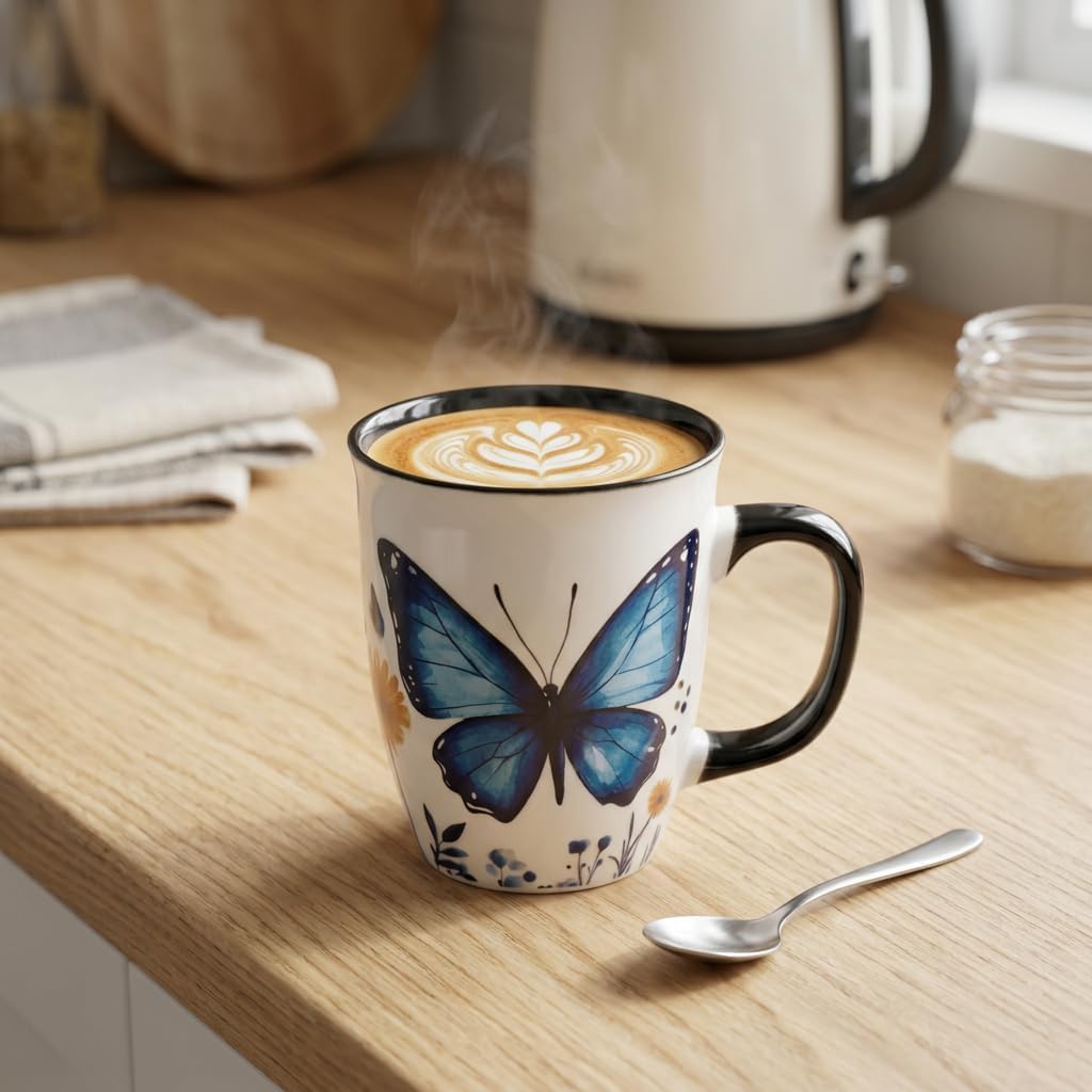 Butterfly Coffee Mug, Heat Sensitive Tea Cup, 16oz image 4