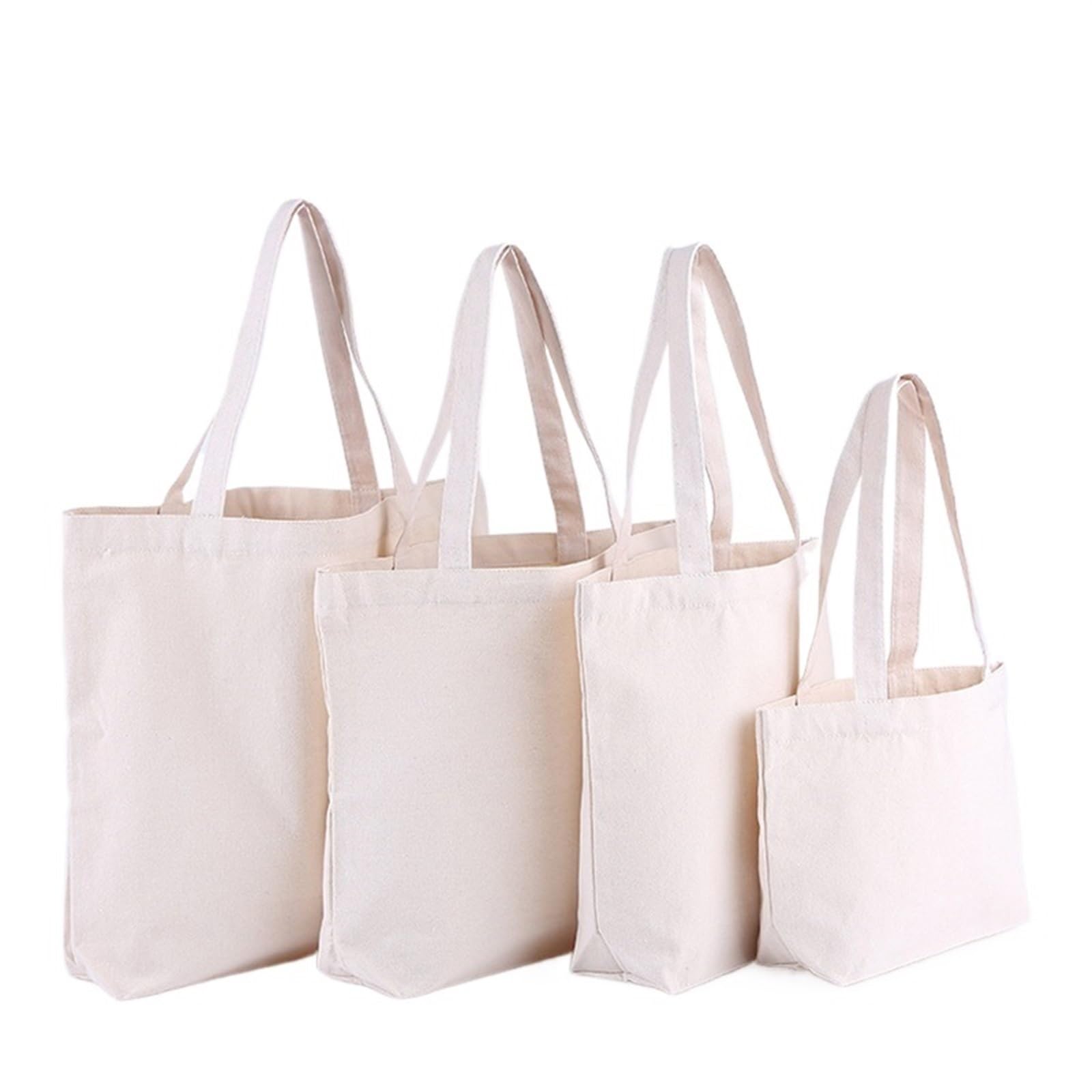 Lot de 5 Sacs fourre-Tout en Toile Naturelle réutilisables en Coton for Courses de Grande capacité pour l'école Les achats Le Travail Les Voyages(H25x35x10cm)