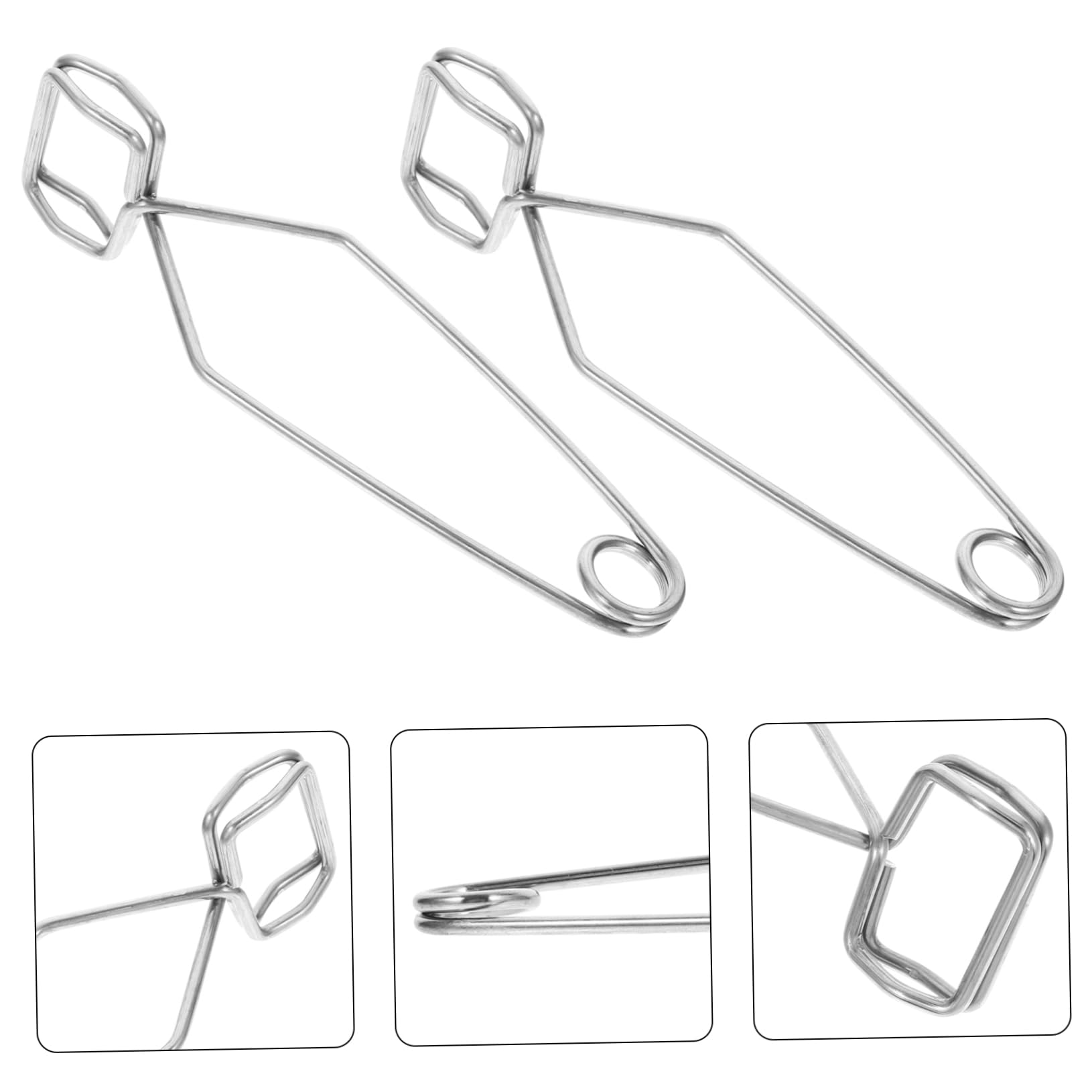 Ciieeo Pinces pour Tubes à Essai Ressort Auto-fermable 4 Pcs en Fer Argenté Résistance Haute Température pour Usage à Domicile et Scolaire