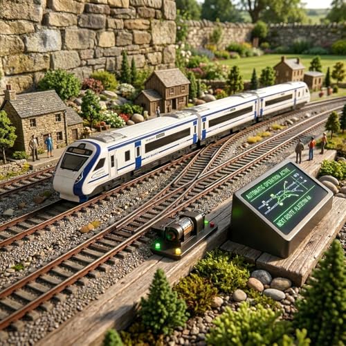 Image of Toy Train Vande Bharat Bullet Train Set for Kids - Big Size Battery Operated Electric Locomotive Toy with Interlocking Railway Tracks, Coaches, Track Changer - Nav Bharat Express Blue