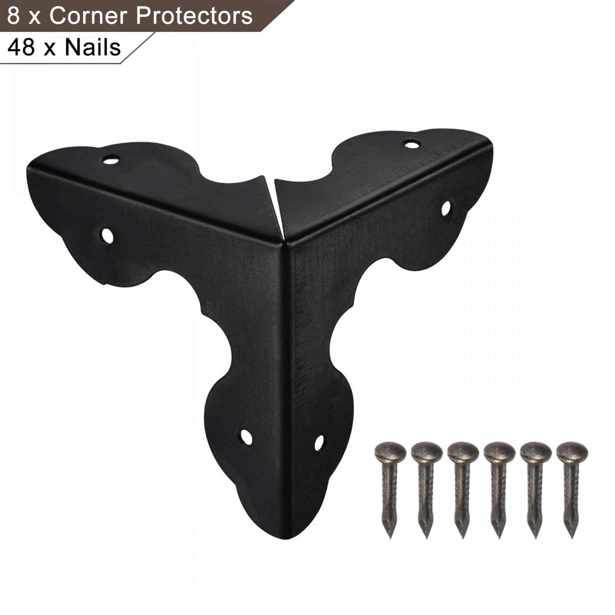 TA-VIGOR 8Pcs Metal Corner Protectors, 33 x 33 x 33mm Edge Guard Decorative Corner Bracket, Black Angle Brace Cover for Tables Chests Suitcase Jewelry Box, with 48Pcs Screws - Image 3