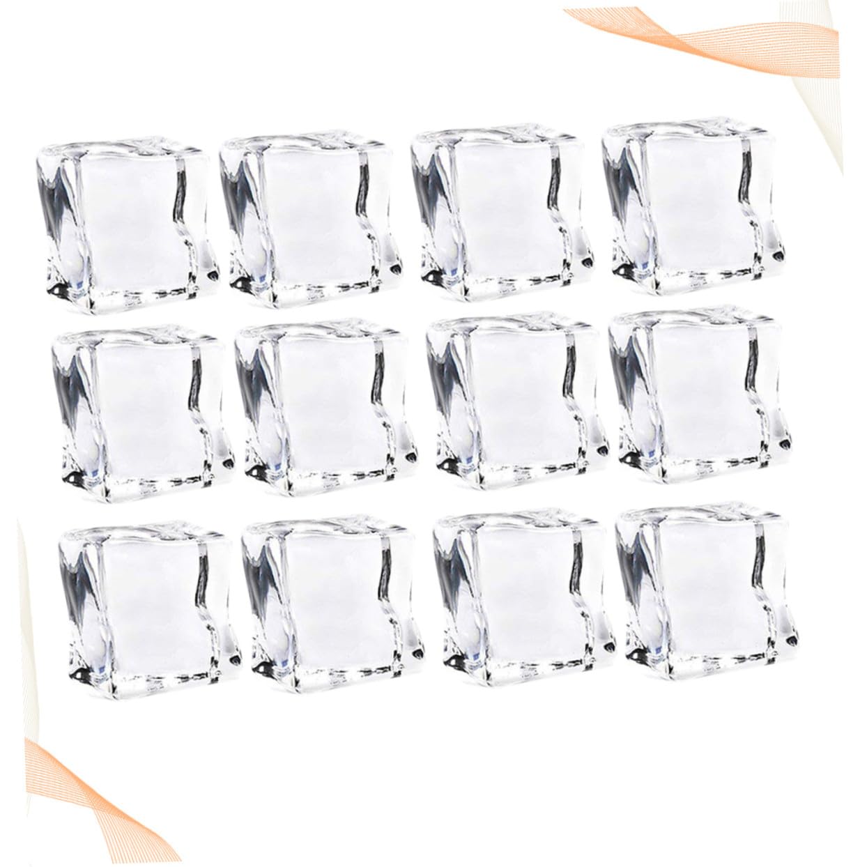 48 Cubitos de Hielo Acrílicos Reutilizables Transparentes Ligeramente Irregulares para Decoración y Accesorios de Fotografía en Eventos y Cenas