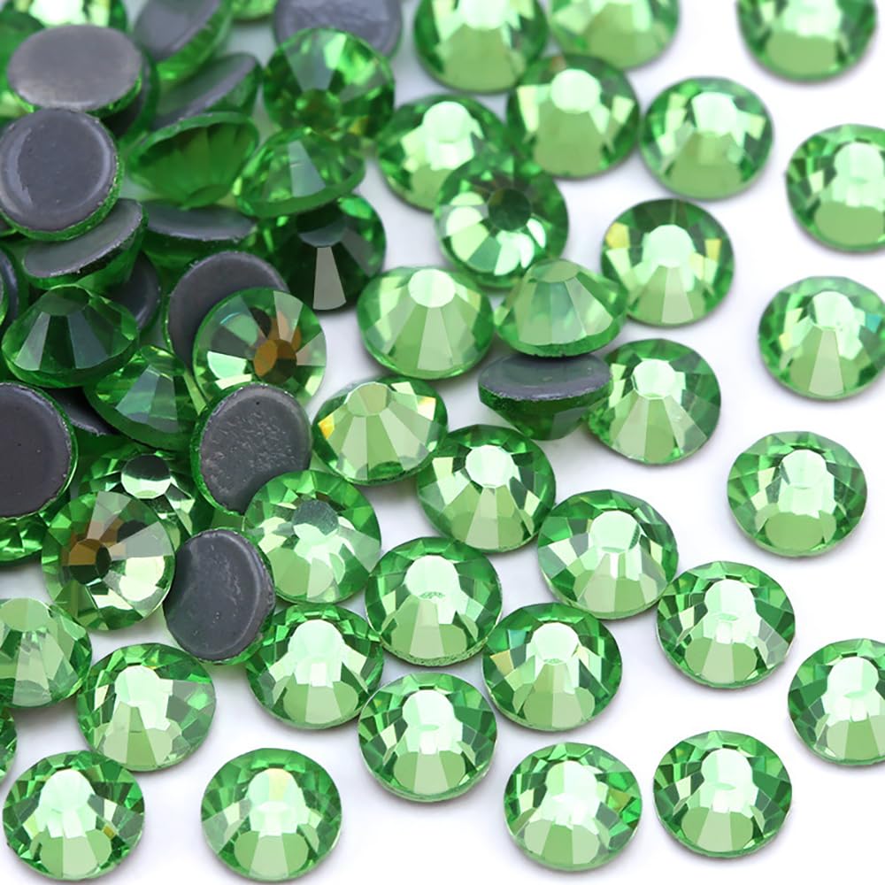 Jollin 2880pcs Hotfix Crystal Flatback Rhinestones Glass Diamantes Gems for Crafting Art Crafts Decorations Clothes Shoes 3.2mm SS12 Light Green - Image 2