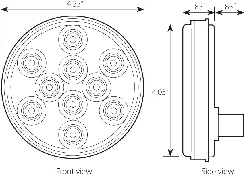 GG Grand General 77458 White 4"" Round Mega 10 Plus 10-LED Back-Up Sealed Light with Mirror Finish", white/clear