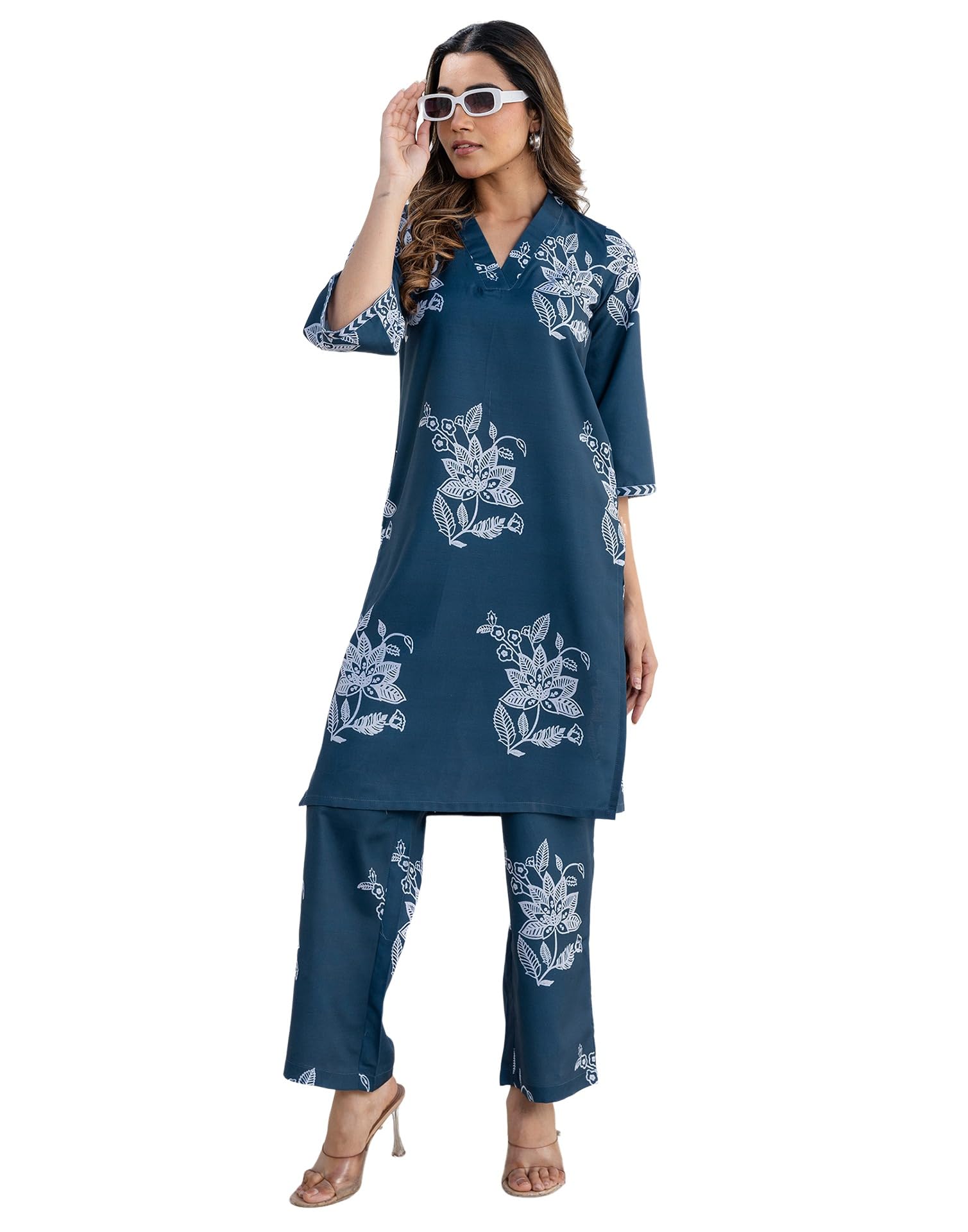 Women's Co Ord Set | Printed Cotton Blend A-Line Co Ord Set | Premium Two Piece Ethnic Set