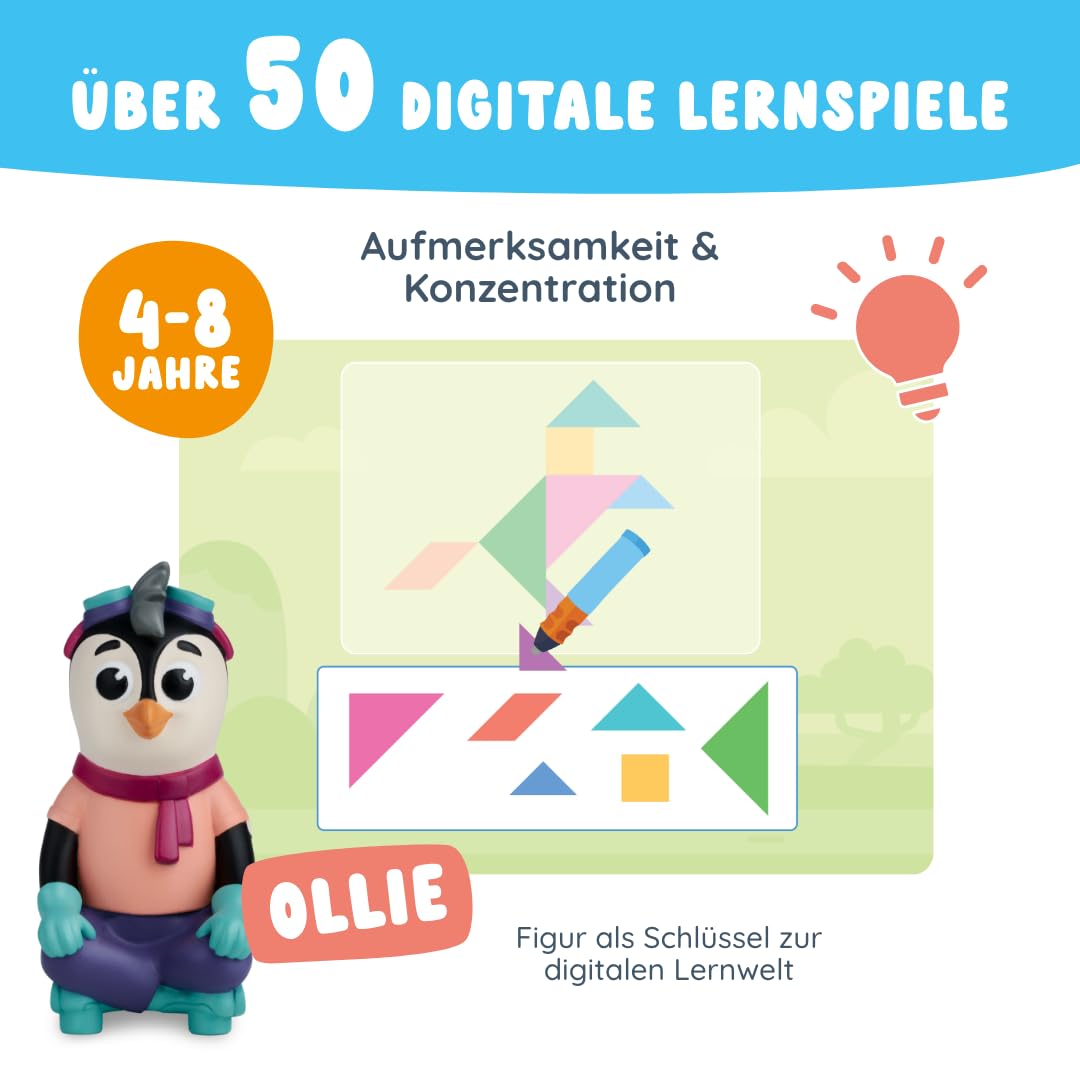 Edurino Figura Ollie Atención y concentración a partir de 4 años, incluye aplicación | Juego educativo innovador y digital | Mantener la atención | Escuchar y observar | Concentración y entrenamiento
