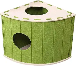 Casinha para Gatos com Arranhador e Esconderijo, e que Protege Carpetes Sofás, Cama/Condomínio para Gatinhos Ideal para Ambientes Internos, Verde