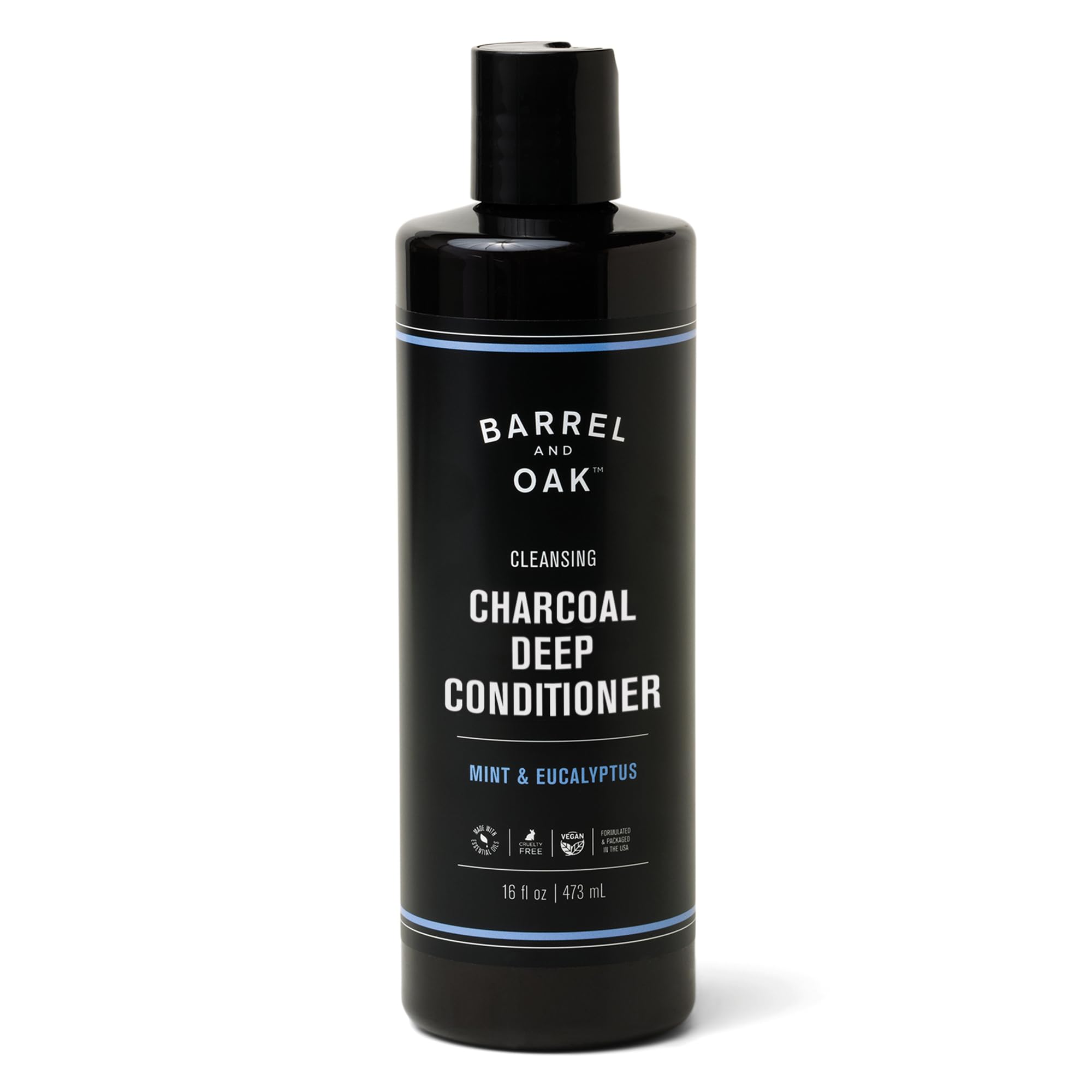Gentlemen's Hardware Barrel & Oak - Charcoal Deep Conditioner, Detoxifying Hair Conditioner, Restores Dry Hair, Cleansing & Moisturizing, Vegan (Mint, 16 oz)