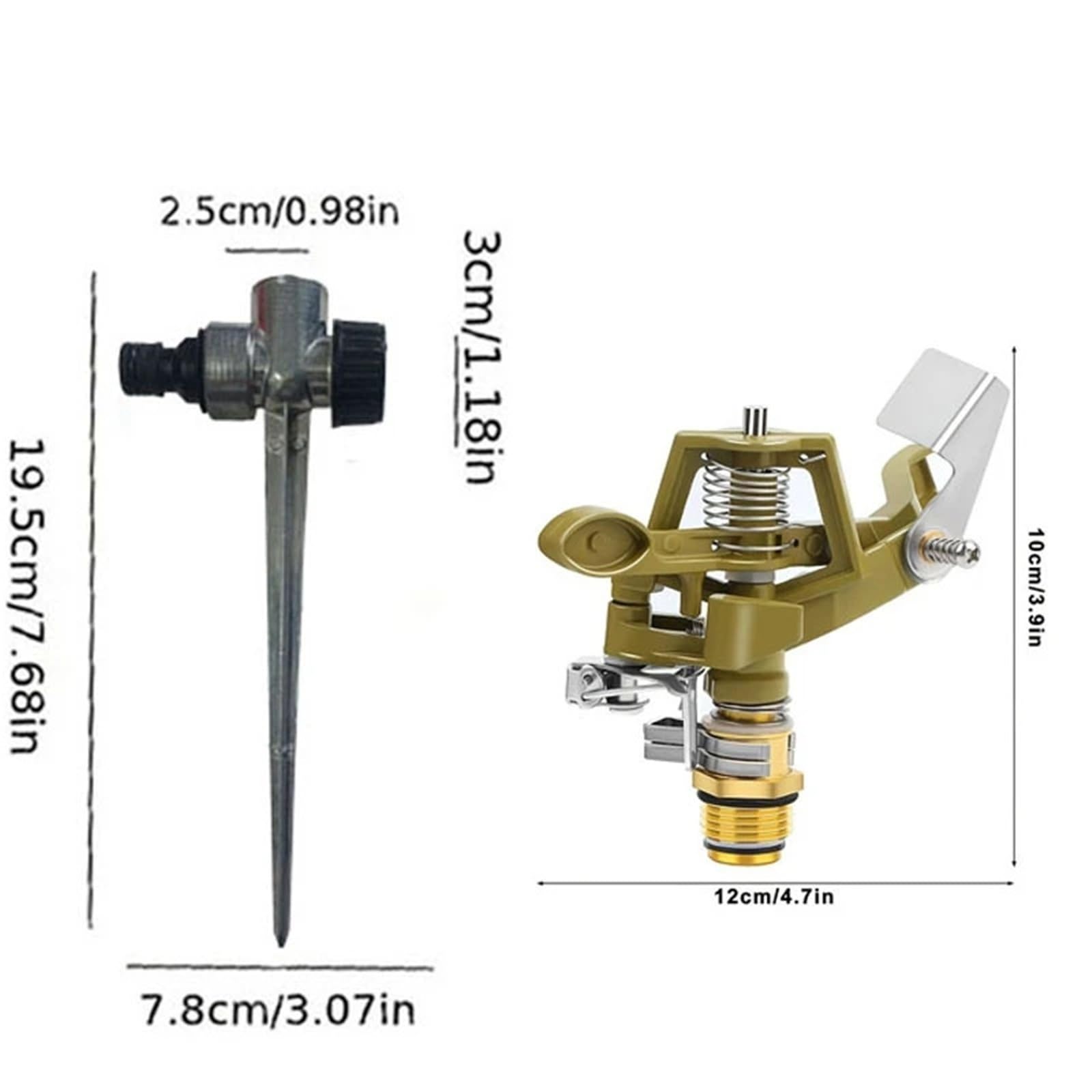 Impulsregner Set Wassersprinkler aus Zinklegierung for Rasen und Hof