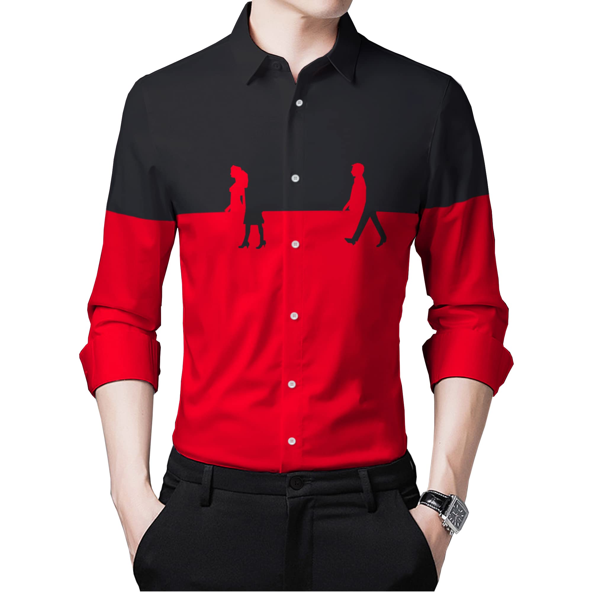 BLIVEMen Regular Fit Color Block Casual Shirt