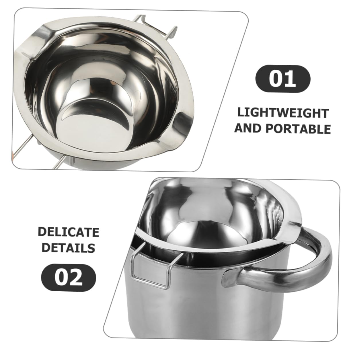 MOLUCKFU Melting Pot Set Double Boiler Pot for Chocolate White Chocolate Butter Warmers Cheese Melter Easy to Cle