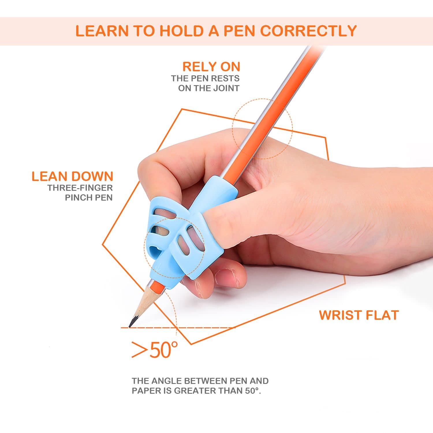 8 Impugnature Per Matita Simsky – Ergonomiche In Silicone Per Correggere La Postura Di Scrittura (Bambini E Adulti) - 2
