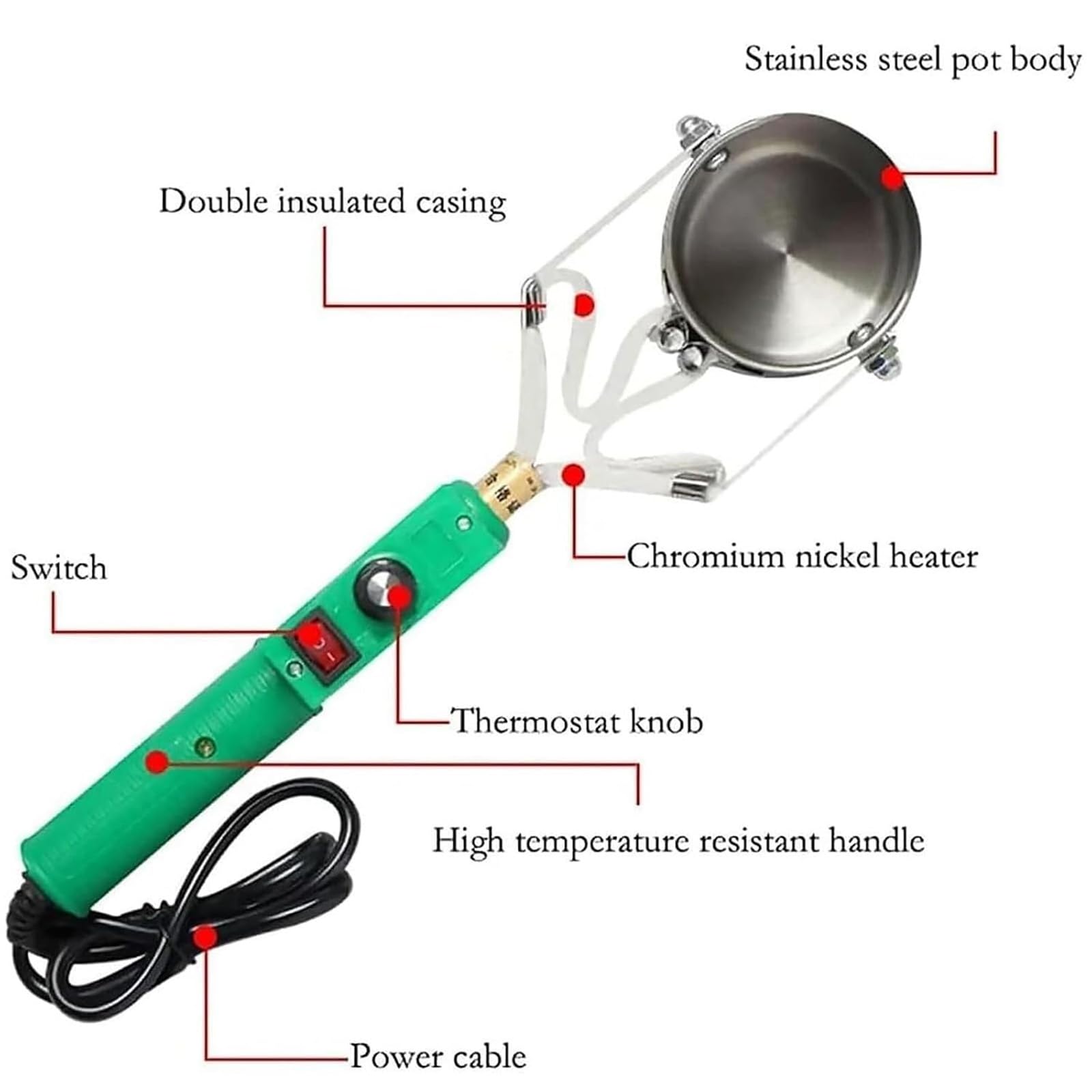 600w,Elektrischer Metallschmelzofen, Desktop Tragbarer Bleischmelzer Elektriker Heimdekoration Heißer Zinntopf, 150-450 °C Temperatur Metallschmelztiegel, Geeignet Zum Angeln Gewicht Form