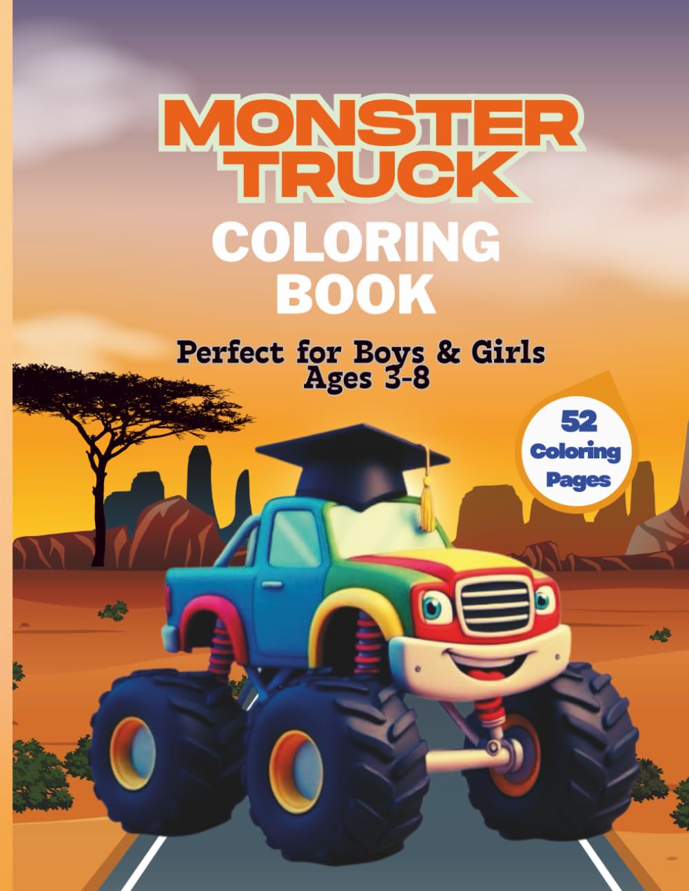 Monster Trucks Coloring Book: Perfect for Boys & Girls Ages 3-8