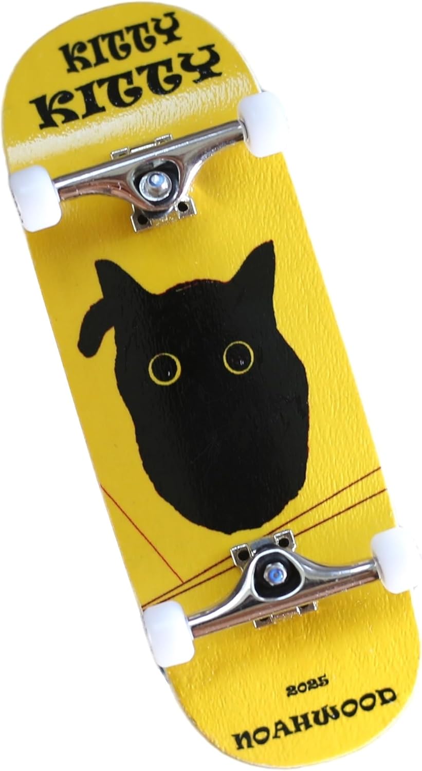 2025 Noahwood 15s PRO Fingerboard Complete (5-Layer Colour Maple Wooden Pro Concave 35 x 98mm Handmade Deck + 34mm Prince 3G Silver Truck + Crown White Wheels iii) Cat iii