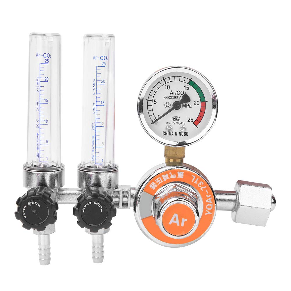 Régulateur de Pression Argon, Double Tube G5/8in Filetage Femelle 0-25MPa Débitmètre Réducteur de Pression de Gaz Argon, pour Soudage TIG