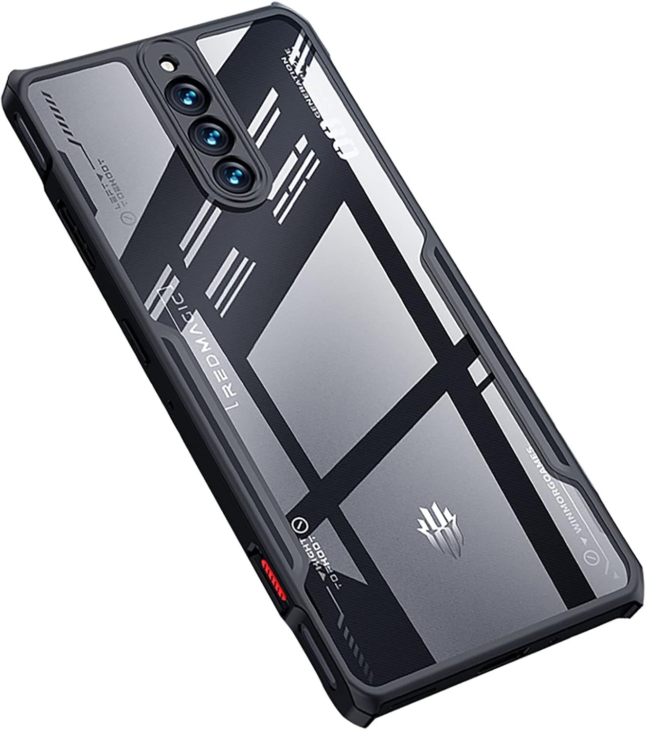 for ZTE Nubia Red Magic 8 Pro/Red Magic 8 Pro+ Case Ultra-Thin Lightweight Cover Soft TPU Bumper + Acrylic Back Military Grade Airbags Shookproof Drop Protection, Black, (HS-RedMagic8Pro-he)