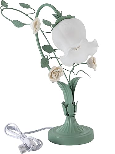 Miniatura 3 de Eapmic Moderna lámpara de noche con vitrales de flores, lámparas de lectura para mesita de noche, luces de escritorio, una luz, 16.92 pulgadas de