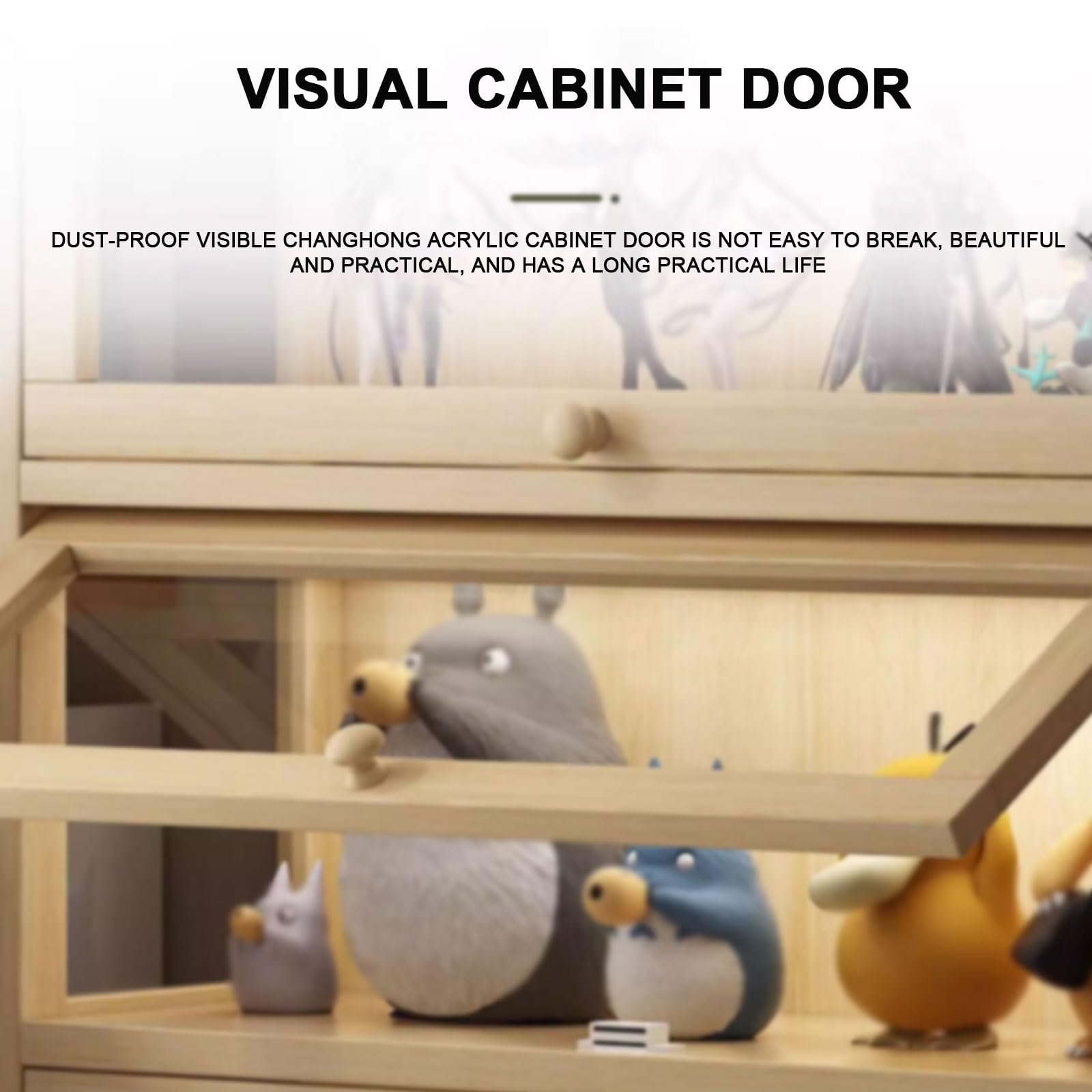 Vitrina acrílica para puerta de la colección de figuras y curiosidades, estante de cristal a prueba de polvo