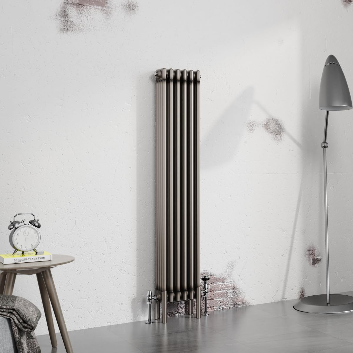 Warmehaus Raw Metal 1500X290mm Vertical 4 Column Radiator Traditional Cast Iron Style Bathroom Radiator Central Heating