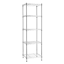 Amazon Basics Scaffale a torre regolabile con 5 ripiani, cromato, 40.6 x 40.6 x 137.2 cm (larghezza x profondità x altezza)
